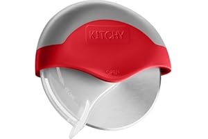 Kitchy Roulette à pizza avec protège-lame de protection, trancheuse super tranchante et facile à nettoyer, acier inoxydable (rouge)