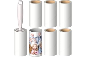 MELERIO Lint Rollers 5 Refills Full 420 Sheets with Protective Cover,1 handle with 6 Extra Sticky Lint Roller Set for Clothes, Sofa, Bed and Carpet, Lint Roller for Pet hair, Cat Hair, Dog Hair, Dust