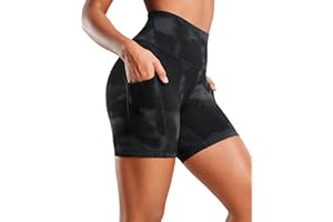CRZ YOGA Women's Butterluxe 5''/8" Gym Yoga Shorts with Pockets - High Waisted Tummy Control Running Workout Leggings