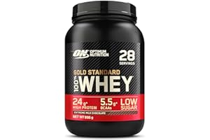 Optimum Nutrition Gold Standard 100% Whey Proteine in polvere per lo Sviluppo e il Recupero Muscolare con Glutammina e Aminoacidi BCAA Naturali, Gusto Cioccolato al Latte Estremo, 28 Dosi, 896 g