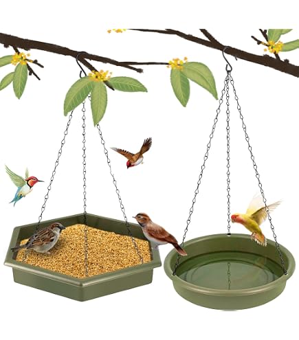 Lot De 2 Mangeoires Suspendues Pour Oiseaux à 2 étages - 23 X 23 Cm, Avec Chaînes Et Crochets - 6