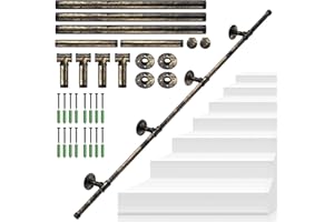 TANiCE Pasamanos de Escalera 150 cm Negro Bronce Antideslizante Barandilla de Pared Tubo Industrial de Hierro Forjado para Interior y Exterior con Montaje Fácil Ideal para Ancianos y Niños