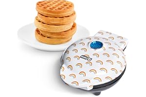 COTOP Dash DMW100RP Machine for Individual, Paninis, Hash Browns, & other Mini waffle maker, 4 inch, White Rainbow