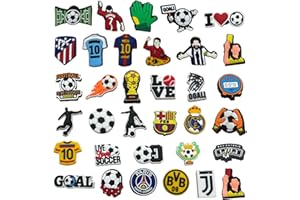 Yoimckay 34 Piezas Cartoon DIY Adornos de Zapatos, Encantos de Zapatos Crocs Charms Accesorios de Decoración de Fútbol, Encantos de PVC Zapatos de Dibujos Animados, para Niñas y Niños