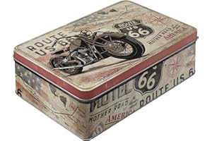 Nostalgic-Art Contenitori di Latta retrò Piatti Route 66 Bike Map – Idea Regalo per Amanti di moto ed USA, con Coperchio, Design Vintage