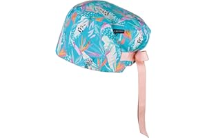 CALOMED Calot de Bloc Moderne Charlotte Chapeau Infirmière Bonnet en Tissu pour Personnels de Santé Euro Femme ou Homme Cheveux Courts (Oiseaux du Paradis)