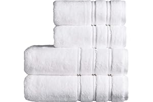 Christy Antalya Large Bath Towels | Set of 4 | 100% Turkish Cotton | 600GSM | Soft Plush Luxury Towel Set | 2 Bath Towels 2 Hand Towels | Quick Dry | White