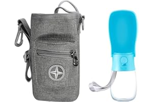 FACHMACH Generic Borraccia per Cani Portatile con Borsa da Addestramento, Dispenser Acqua Cani Bottiglia da Viaggio Antibatterico per Alimenti per Escursioni All'aperto,Passeggiate Tazza-280ml (Blu)