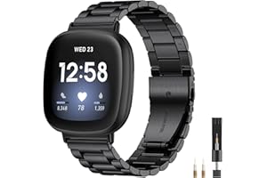 CeMiKa Compatibile con Fitbit Versa 3 Cinturino/Fitbit Sense Cinturino, Regolabile Metallo in acciaio inossidabile Cinturino di Ricambio con Doppia Pieghevole Fibbia per Fitbit Versa 3/Sense