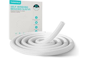 YuanPals 13 mm-3 m kabelhöljet, självstängande svart för PC/TV, vävt kabelhöljet, kabelhantering för hem, kontor