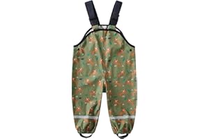 HIKIDS Pantaloni Impermeabili per Bimba Bimbo Unisex PU Pantaloni da Pioggia Antivento e Impermeabili Razzo Leopardato Tigre Arcobaleno Unicorno Elefante Polka DOT da Esterno per Ragazzi e Ragazze