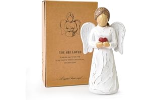 CUNTAUK Schutzengel-Statue, heilende Engel-Figuren für Frauen, Harzengel Statue hält ein Herz für Thanksgiving, Weihnachten, Heimdekoration, Ornament, Gedenkgeschenke