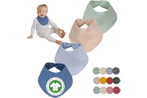 Flora Furora Bavoirs Bébé Naissance (très doux) mousseline de coton bio GOTS + OEKO-TEX: absorbant et respirant | Serviette bebe naissance Accessoires, bavoir bandana bio: fille et garcon