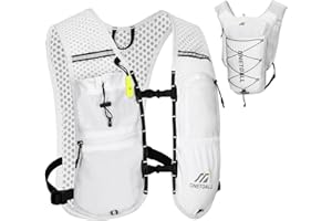 ONETOALL Chaleco Running Hombre Mujer, Ligero Mochila Hidratacion Trail Running, Mochila Running, Chaleco para Correr con Bolsa Agua 2L o Botella 500ml, Silbato y Reflectante para Correr Senderismo