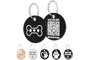 MYLUCKYTAG Stainless Steel QR Code Pet ID Tags Dog Tags - Pet Online Profile - Scan QR Receive Instant Pet Location Alert Email