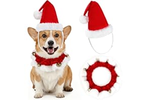 Sbayool Hundemütze Weihnachtskragen mit Glöckchen Hundeweihnachtsoutfit Katzenkostüm Kleidung Festliches Weihnachtsaccessoire für kleine, mittelgroße und große Hunde, Katzen und Haustiere (L)