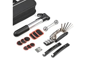 Ezweiji Kit D'outils pour Vélo, Multiples Kit réparation Pneu vélo comprises Outil 10 en 1, Mini Pompe, Clé à os multifonctionnelle, Levier de Pneu et Patch de Pneu, 1 Sac de Selle