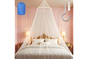 GENERIC Mosquito Net for Bed - White Lace Canopy with Dome Design, Double/Queen Size Bed Netting, Breathable Mesh for Girls Bedroom & Travel - Includes Storage Bag & Easy Hang Kit (Lace Flower Pattern)