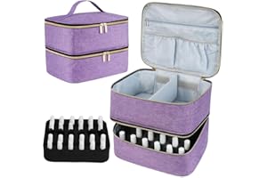 LOPHE Organizador Esmaltes de Uñas, Doble Capa Esmaltes Bolsa de Uñas, Bolsa de Almacenamiento de Esmalte de uñas para 30 Botellas (15ml) Y Una Lámpara De Uñas