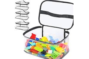 CHSG Set di 4 blocchi con zip in PVC, 24 x 17,5 x 13 cm, trasparenti a doppia cerniera, con manico, impermeabili, per blocchi da costruzione, puzzle, argilla, piccoli modelli, giochi da tavolo
