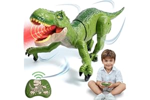SUNRAD Remote Control Dinosaur Toys for Kids 3-12,Electronic RC Robot Dinosaur with Spray & Light & Roar & Rechargeable,Realistic Walking T-Rex Toys Birthday Gift for Boys 3-5 4-7 8-12 Year Old