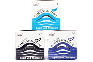 ‎NASARA Nasara Original Kinesiologisches Physio Sport Tape: Sparset,Blue Line' mit 3 Tapes in türkis, mittelblau und dunkelblau für Sport und Medizin, Rollengröße 5cm x 5m