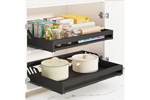 Mointal Cajón Telescópico Deslizante para Cocina, Cajón Deslizante Organizador de Armario Expandible, Cajón Deslizante Bajo Fregadero, Estante de Almacenaje, Sin Tornillos, Ancho Ajustable, Negro