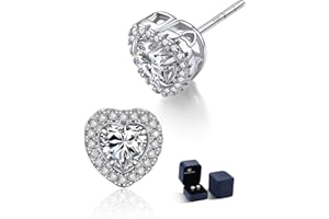 MomentWish Moissanite Earrings, 1-2 Carat Sterling Silver Studs Earrings Simulated Diamond Earrings Women Gold Halo Earring Hypoallergenic Sparkly Wedding Earrings for Bride Ladies Men