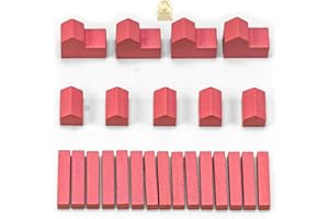Waldfelsen® Wooden Figures: 4 Cities, 5 Settlements and 15 Streets Suitable for The Settlers (Colour: Pink)