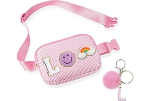 BLONWINER Crossbody Bags for Teenagers, Bum Bag with Cute Letter Chain for Women Friends Sister, Pop Gifts for Birthday and Festival, Personalized Bumbags Purse for Teen Girl (Pink Smile L)