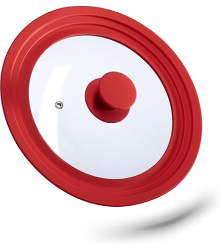 Coperchio Universale In Vetro Per Pentole | Diametro 20-24 Cm | Bordo In Silicone Anti-Ustione | Foro Per Vapore | Nero