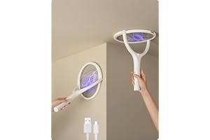 GECKOMAN Rotating Head Rechargeable Fly Zapper Electric Fly Swatter Racket Fly Killer Fly Catcher Indoor Fruit Fly Trap Spider Catcher Bug Zapper