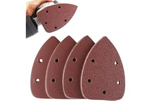 EASYCOB 40 Pieces Mouse Detail Sander Paper, Sanding Sheets Hook and Loop Assorted 60/80/120/240 Grits 5 Holes Detail Sandpaper Black and Decker Detail Palm Sander Pads