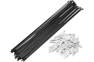 BULLSPANN 36 pcs 14G Rayons de Roue de VéLo avec Mamelons de 12 MM de Longueur Noir