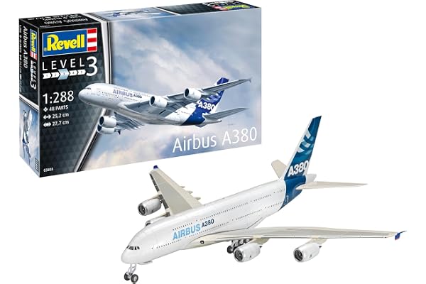 Revell 03808 Airbus A380 Maquette en plastique non construit/non peint échelle 1:288, blanc