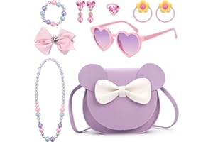 RSXING Girls Shoulder Bags - Girls Crossbody Bags with Jewellery sets for Kids Toddler Handbag - Gifts Kids Purse Birthday Presents for 3 4 5 6 Years Old Girls
