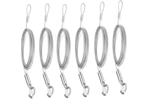 VENGABY Picture Hanging Wire Heavy Duty, 2mx2 mm Adjustable Picture Wire Kit with Loop and Hook, Suitable for Picture Frame Wire, Clotheslines, Tent Rope, Christmas lightsandetc, Hold Up to 40Kg (6)