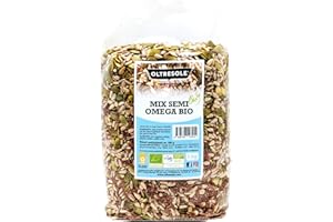 Oltresole, Semi Mix Omega Biologici 1 kg (Miscela di Semi di Zucca Girasole e Lino), Mix 3 Semi Oleosi Crudi Interi, Ricchi di Proteine Fibre e Omega-3, Ideale per Pane, Insalate, Yoghurt