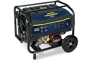 Goodyear - Generatore elettrico con motore a benzina 5500 W 230 V, avviamento elettrico‑manuale, regolatore AVR, 2 prese, motore 4T OHV, serbatoio 30 l, generatore portatile silenzioso e robusto