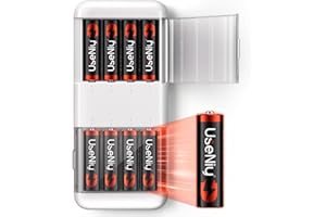 USENIY Rechargeable Lithium Batteries AA 8 pack with charger, 1.5V Rechargeable AA Batteries, 3600mWh High Capacity, Charing-Storage Box Integrated Charger