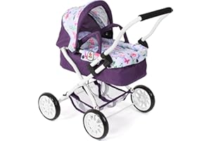 Bayer Chic 2000 - Passeggino per bambole Smarty, piccolo passeggino per bambini dai 2 anni in su, fiori, lilla