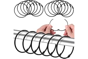 worahroe Gardinenringe 24 Stück, Metall Vorhangringe zum öffnen 54 mm Rundringe Vorhang Clips Hängender Ring für Schlüsselringe Vorhänge Duschvorhang und Gardinenstangen Schwarz