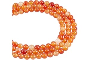 NBEADS 3 Fili Circa 135pz Perline di Pietra Naturale di Grado A, 8mm Perle Allentate di Corniola Naturale, Rotondi Perline di Pietre per La Creazione di Gioielli Bracciali Collane, Foro: 1 mm