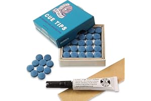 10 x 9.5mm Tweeten Blue Knight Leather Snooker & Pool Cue Tips - Made in USA, Medium Soft Feel, Free Sandpaper & Glue, 50-pack