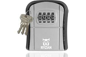 RYZAN Key Safe Box Wall Mounted Outdoor Safe High Security Heavy-Duty 4-Digit Combination Lock Code To Store Keys, Credit Cards, Cash, Jewelry and Airbnb (Grey)