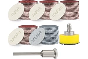 Dischi Abrasivi 100 Pezzi(Grana 100/240/1000/2000/3000/20 Pezzi), BRESUCNY 25.4mm Carta Vetrata per Levigatrice con Piastra di Supporto da 1/4", per Dremel Levigatura Lucidatura
