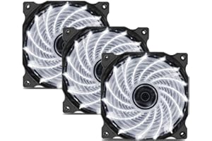 ‎UPHERE upHere 120mm Silent Lüfter für Computergehäuse, CPU-Kühler und Kühler Ultra High Quiet Airflow 15LED Computer Gehäuselüfter, 3- Pack WEISS(15W3-3)