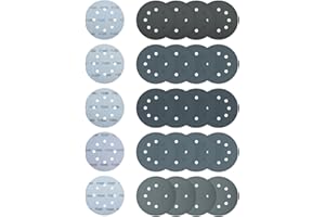 AICOIMY 125 mm tarcze ścierne, 40 szt. papieru ściernego z węglika krzemu, 8 x 1200/1500/2000/2500/3000 ścierek, do szlifierek oscylacyjnych (8 otworów)