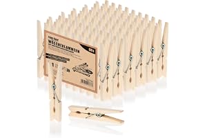 com-four® 60x Klädnypor i Björkträ Natur | Obehandlade träklämmor för tvätt, pyssel och dekoration, mångsidiga för hem och ho