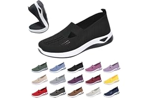 DFSDJEUW Womens Trainers Wide Fit Wedge Shoes Slip On Arch Support Tennis Sneakers Breathable Mesh Orthopedic Wedge Trainer Comfortable Non Slip Soft Sole Walking Trainers Low Top Outdoor Shoes